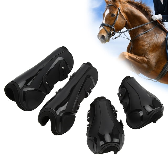 Horse Boots, 4pcs PU Shell Front Hind Horse Leg Boots Horse Leg Wraps Ice Boots For Horses Tendon Fetlock Brace Guard Boots For Riding Shock Absorbing
