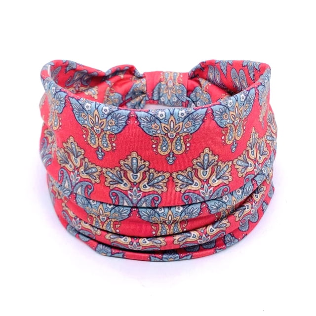 Banda para el cabello bohemia con estampado étnico, banda para el cabello para yoga, diadema absorbente de sudor, diadema antitranspirante de ala ancha para mujer, tocado