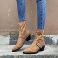 thumbnail image 5 of Herrnalise Women Flock Boots Flat Low Zipper Middle Tube Boots Casual Shoes Boots Clearance, 5 of 6