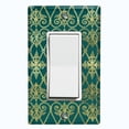 thumbnail image 1 of Metal Light Switch Plate Cover Elegant Yellow Iron Gate Damask Green DAM094, 1 of 13