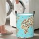 thumbnail image 5 of Fotbe World Travel Line Icons Map Cesto de Ropa con Asas, Cesto Impermeable de Gran Capacidad, Bolsa de Lavado para Dormitorio, Cesto de Ropa con Ruedas y Asas-Medium, 5 of 6