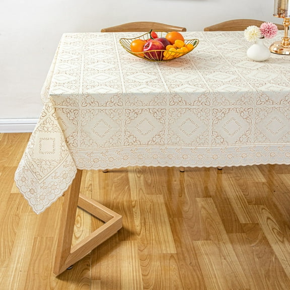 Ray Star 100% Waterproof PVC Tablecloth 60x84in Beige, Vinyl Table Cloth Cover Oil Proof Spill Proof Wipeable Table Cloths for Indoor and Outdoor Use