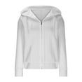 thumbnail image 5 of FRSASU Zip up Cardigan Sweatshirts for Women Long Sleeve Lightweight Solid Color Loose Casual Hoodies Fashion Jackets White, 5 of 5
