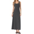 thumbnail image 2 of INSPIRE CHIC Striped Midi Dress for Women Summer Ribbed Knit Bodycon Sleeveless Tank Dresses XL Gray, 2 of 6
