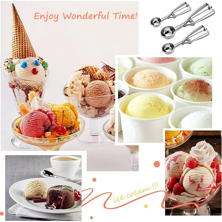 Ice Cream Scoop, 3Pcs Cookie Scoop Set, Stainless Steel Ice Cream