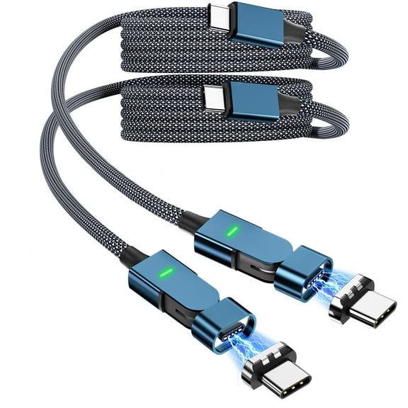 100W USB C Magnetic Charging Cable,(2 Pack 6FT) 180°Rotation USB C to USB C Magnetic Cable 5A Fast Charging Data Transfer Magnetic Charger Cable for iPhone 16 15,14,13 Pro Max, MacBook Pro,iPad.