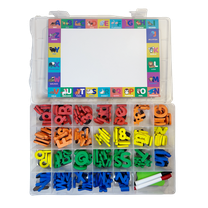 Channie’s Magnetic Letters and Numbers Set with Dry Erase Magnetic Board, 240 Pieces