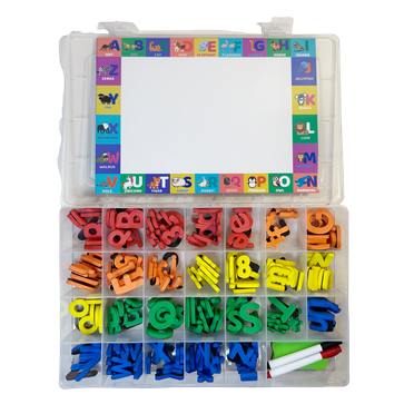 Channie’s Magnetic Letters and Numbers Set with Dry Erase Magnetic Board, 240 Pieces