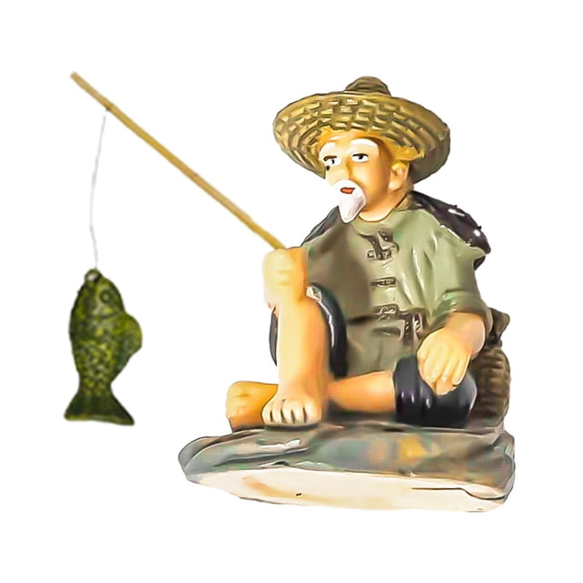 Figurita en miniatura de pescador, accesorios de decoración para casa de muñecas, adorno para acuario, manualidades DIY, escultura pequeña, decoración