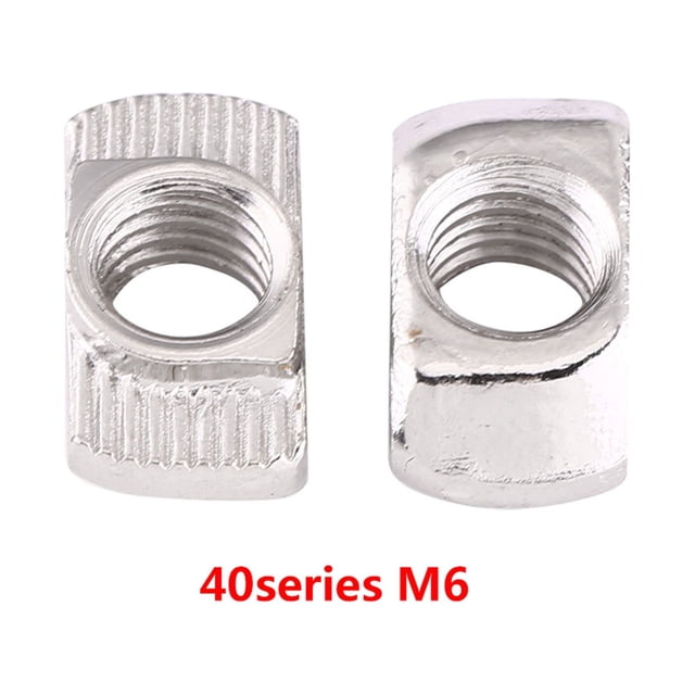 Tuerca de cabeza de martillo con ranura en T, de acero al carbono niquelado, para perfil de aluminio (EU40 M6*19,5*8)