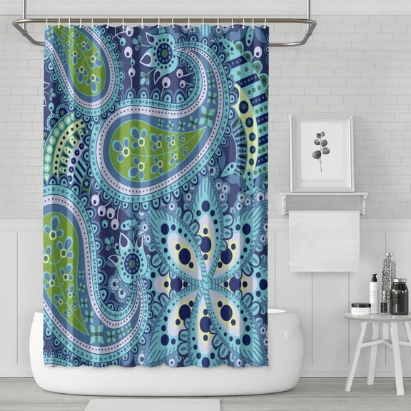 Vintage Paisley Shower Curtain Retro Ethnic Floral Abstract Decorative Bathroom Curtain 72x72 Inch Machine Washable Quick Dry