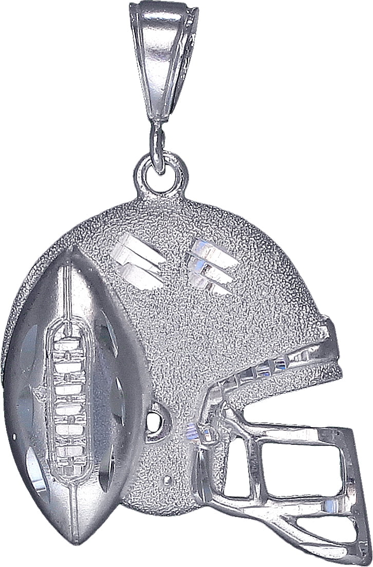 Sterling Silver Football Helmet Charm Pendant Necklace 1.9 Inches 6.9