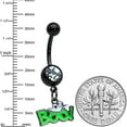 thumbnail image 2 of Body Candy Womens Black Plated Steel Piercing Clear Green Boo Ghost Dangle Belly Button Ring, 2 of 2