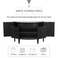 thumbnail image 5 of TUANLUO Curved Accent Cabinet, Corner Sideboard Cabinet, Modern Storage Cabinet with 4 Doors and Adjustable Shelves, Wood Accent Cabinet Furniture for Hallway Entryway Living Room, Black, 5 of 10