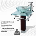 thumbnail image 3 of Bohemia Glass Pedestal Sink Combo Clear Countertop Bathroom Vanity Vessel Sink, Faucet, Drain, Towel Bar, Tempered Glass Counter and Wood Pedestal| Renovators Supply, 3 of 16