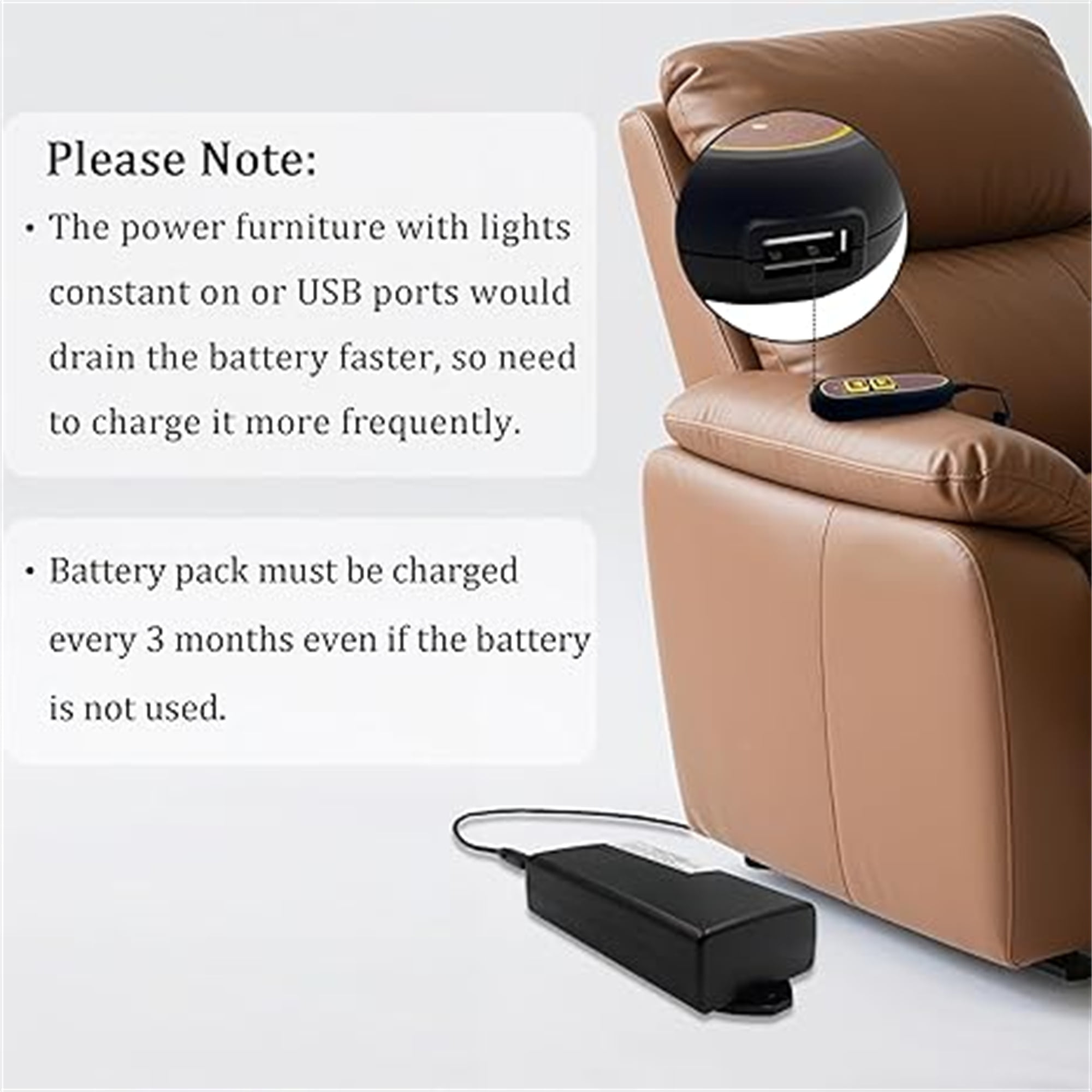Universal Battery Pack for Reclining Furniture, ZBPOWER 4000mAh Wireless Couch Battery Pack Rechargeable for Power Recliner, Power Sofa, Sectional, and Lift Chair