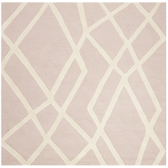 SAFAVIEH Kids Abstract Wool Area Rug, Pink/Ivory, 5' x 5' Square