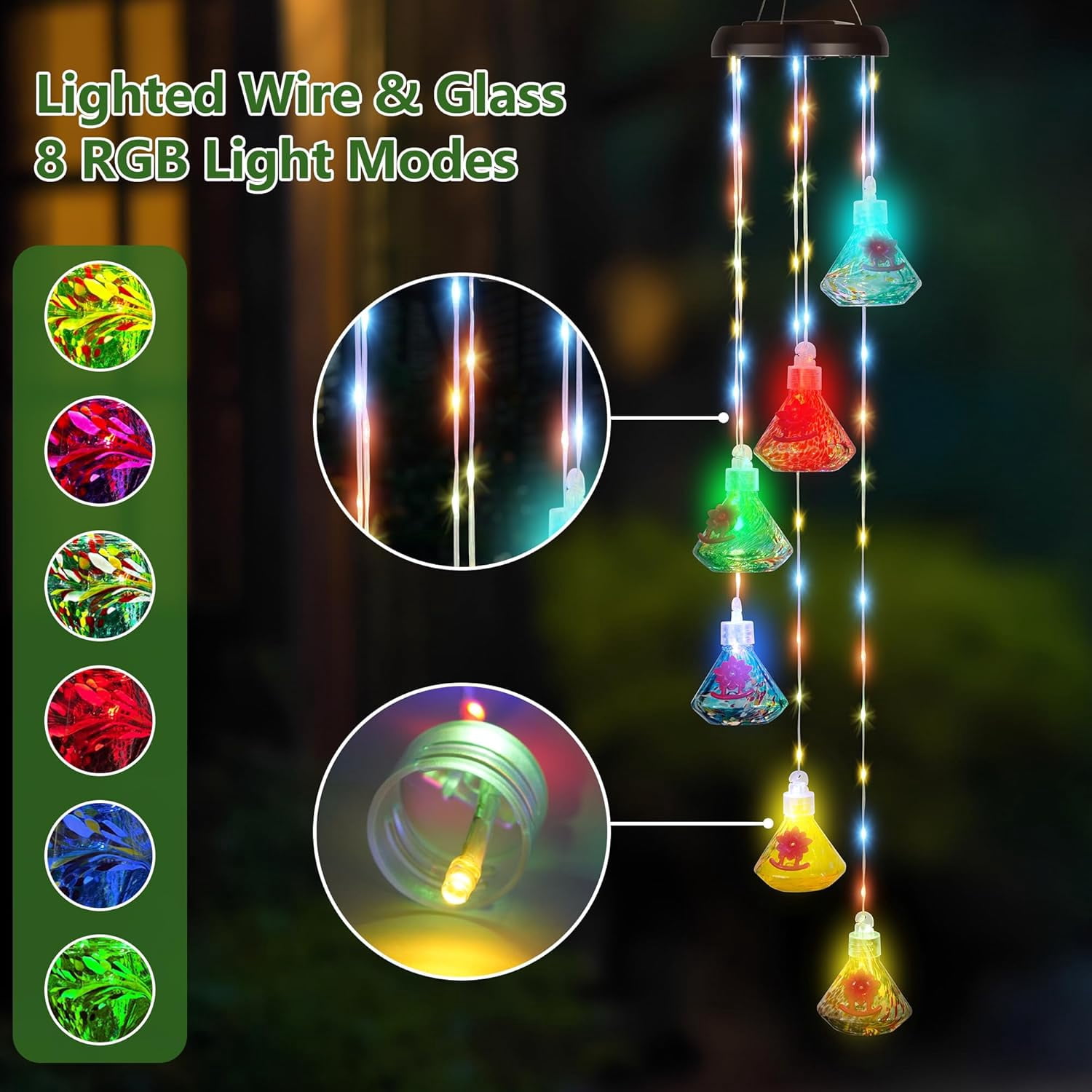 Solar-Powered Wind Chimes Hummingbird Feeders for Outdoor Use