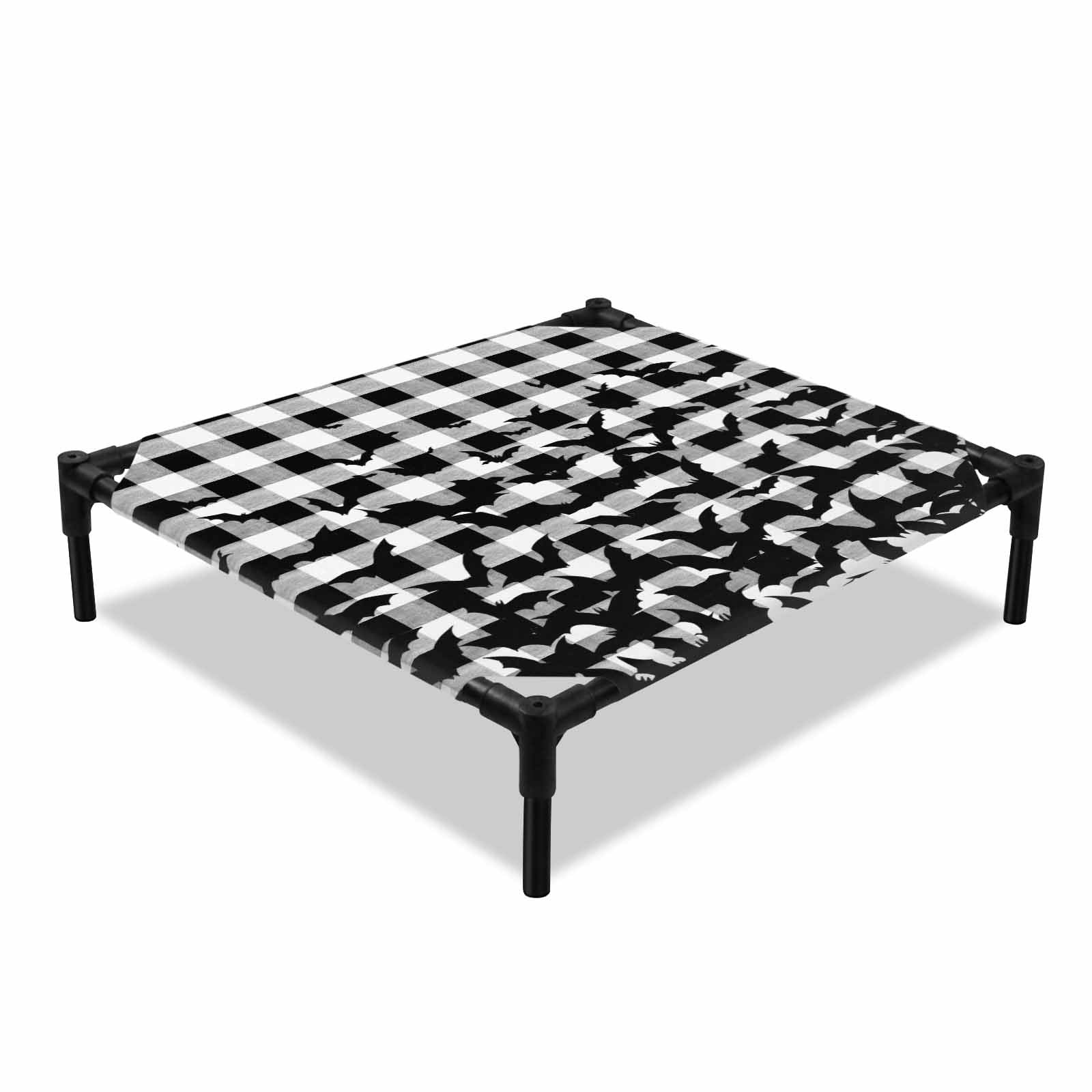Halloween Elevated Dog Bed Bat Cooling Breathable Outdoor Raised Dog Cot Bed with Metal Frame Non-Slip Feet for Small Dog 20x20in