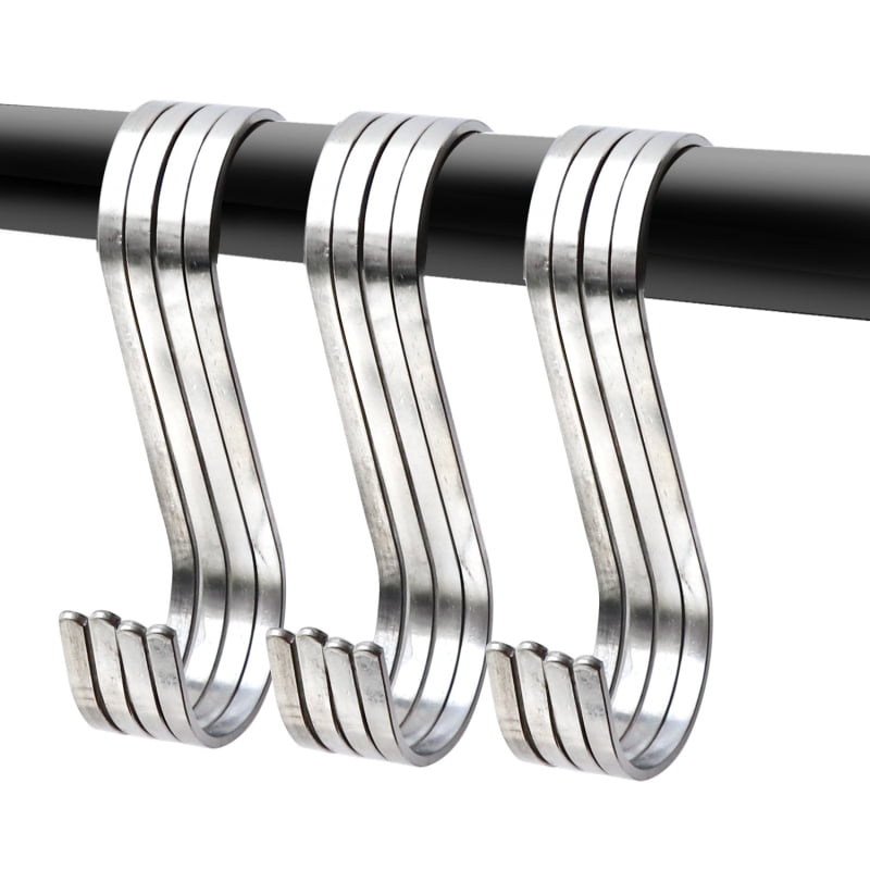 12 Pack Kitchen Spoon Pan Pot Hanging Hooks Hangers 304 Stainless Steel Hanging Hooks,S Flat