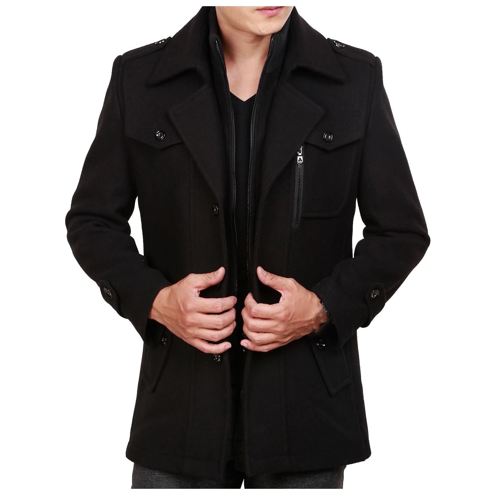 Mens Puffer Jacket Packable with Hood.Mens Casual Wool Trench Coat Fashion Business Long Thicken Slim Overcoat Jacket 