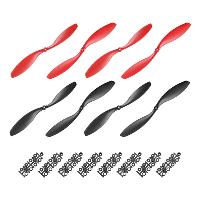 Hélices RC 1245 12x4.5 Pulgadas CW CCW 2-Pala para Quadcopter Multirotor Negro Rojo 4 Pares con Anillos Adaptadores