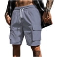 thumbnail image 2 of pstuiky Pantalones cortos para hombre, Pantalones cortos deportivos y casuales para hombre, de verano, holgados, con bolsillos grandes, talla grande, de cinco cuartos Pantalones cortos cargo, 2 of 5