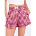 thumbnail image 5 of ANRABESS Womens Ruffle Boxer Shorts Pajama Gingham Shorts Summer Casual Lounge Sleep Plaid Beach Bottoms Pockets 2026 Trendy Red White Plaid X-Large, 5 of 9