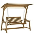 thumbnail image 7 of 2 Seat Outdoor Patio Swing Chair, Wooden Porch Swing Bench with Canopy and Hanging Chains, Outdoor Swing Loveseat with Stand for Backyard, Poolside, Garden, 7 of 7