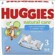 Huggies Natural Care Refreshing Baby Wipes, Hypoallergenic, Scented, 3 Flip-Top Packs (168 Wipes Total)