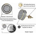 thumbnail image 2 of Aretes Para Hombre Gold Plated 925 Sterling Silver Iced Out CZ Hypoallergenic Round Screw Back Stud Earrings For Men, 2 of 5
