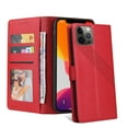 thumbnail image 2 of Wallet Case Compatible with iPhone 12 Pro/12 (6.1 inch), Luxury ID Cash Credit Card Slots Holder Carrying Pouch Folio Flip PU Leather Cover [Magnetic Hard Case] for iPhone 12 Pro/12 (Red), 2 of 7