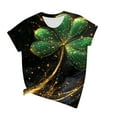 thumbnail image 4 of SYMOID Irish Festival Top Shirts for Juniors Women Green Shamrock Graphic Girls Tee Shirts,Short Sleeve,Crew Neck,Black,Size L, 4 of 4