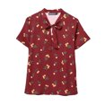 thumbnail image 6 of Unique Bargains Women's Cherry Printed Tie Bow Neck Short Sleeve Blouse Top, 6 of 7