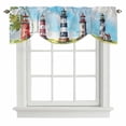 thumbnail image 2 of Oil Painting Texture Tie Up Valances Curtain, Adjustable Kitchen Watercolor Ocean Lighthouse Valances for Windows Decor, Rod Pocket Short Curtains Set for Bedroom/Bathroom, 54"x18", 2 of 9