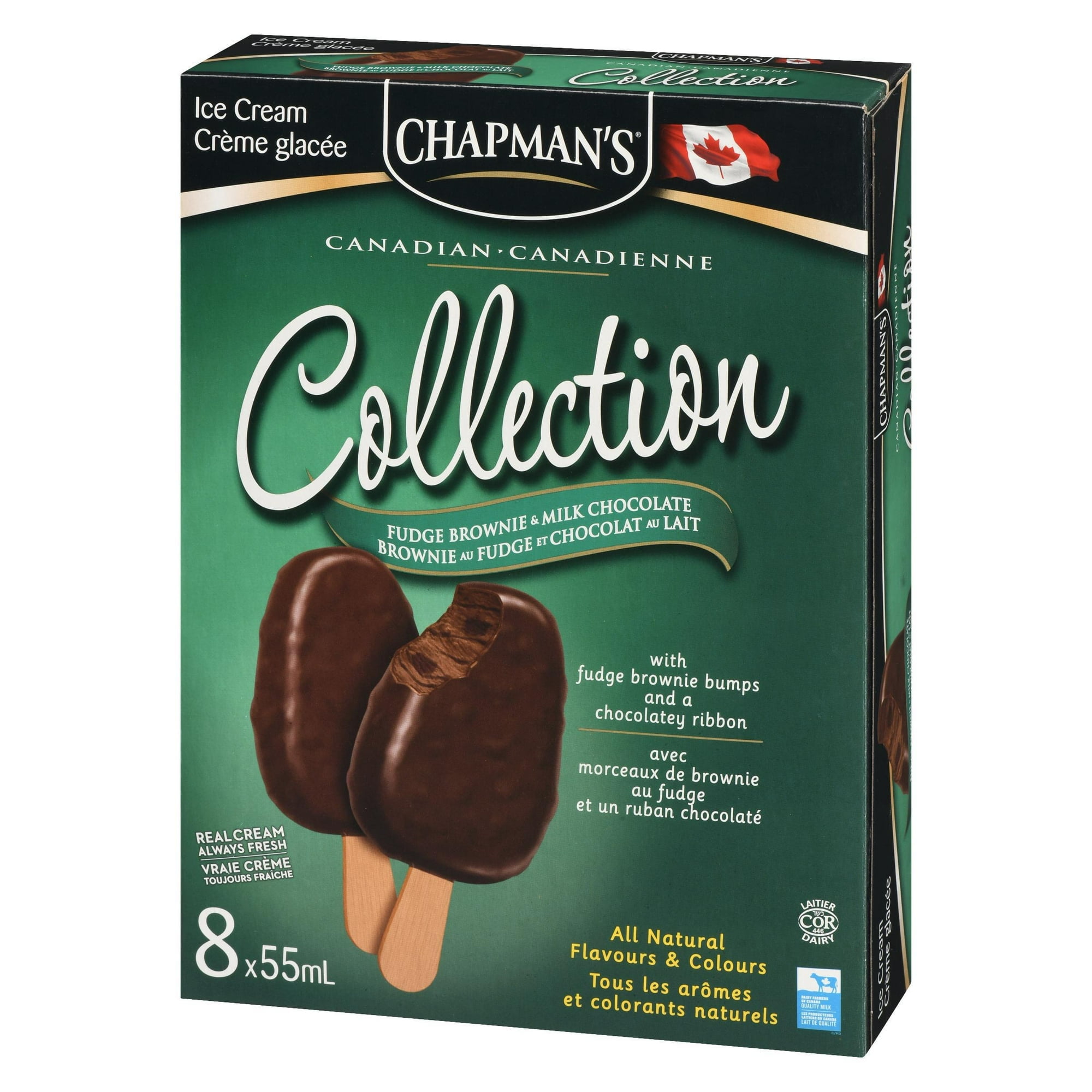 Chapman's Canadian Collection Fudge Brownie Bumpy Ice Cream Bar in a Carton, 8 x 55mL