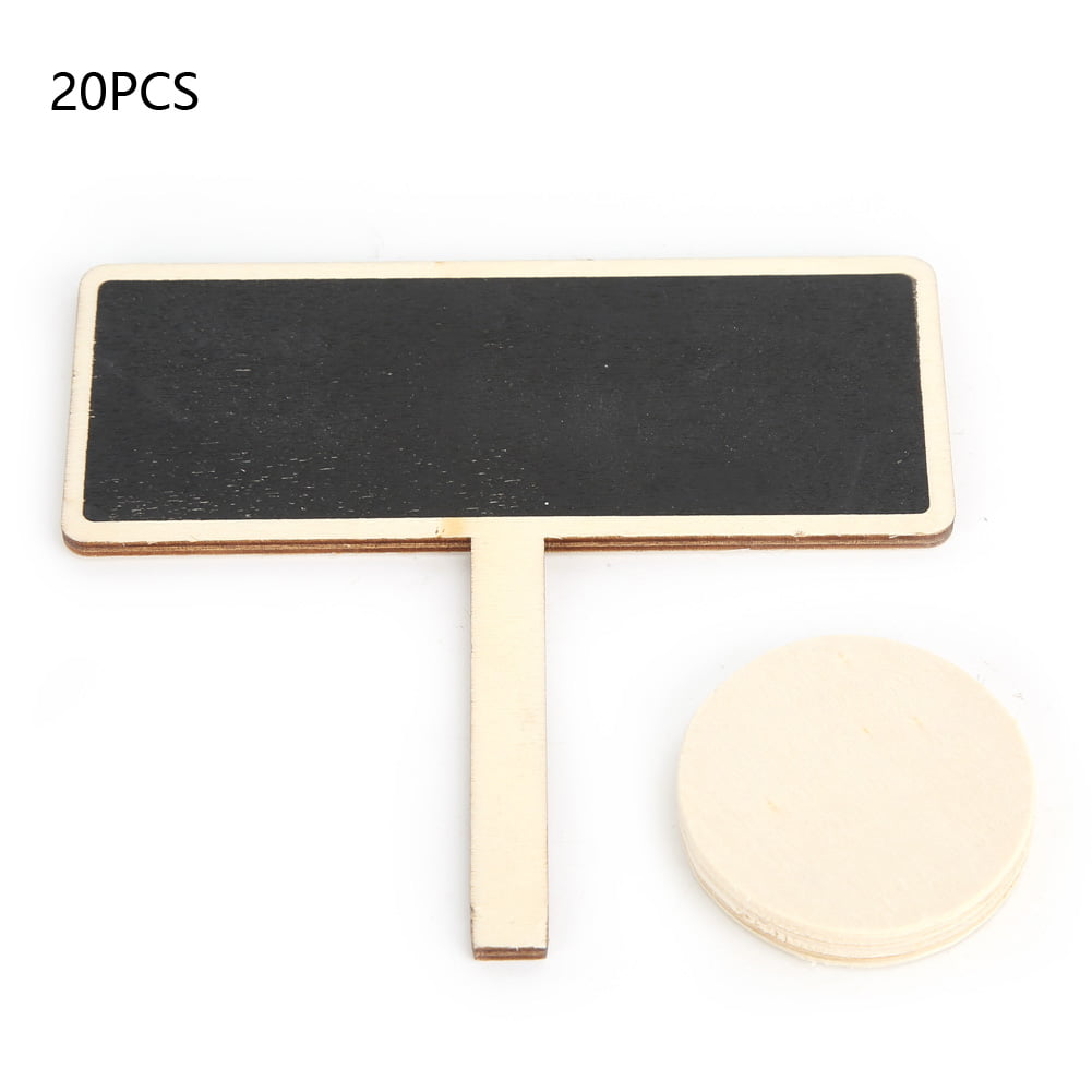 20pcs Wooden Black Board Party Message Note Chalkboard Planter Stick Tags 