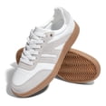 thumbnail image 2 of LUCKY STEP Womens Classic Retro Gum Sole Fashion Sneakers Genuine Leather Anti Slip Casual Shoes,White&Grey, 2 of 6