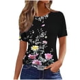 thumbnail image 2 of Homenesgenics Womens Tops Plus Size 4x 5x Loose-Fit Cute Party Shirts Free-Style Printed Round-Neck Short-Sleeve Summer T-Shirts Casual Tee Pink XXL, 2 of 5