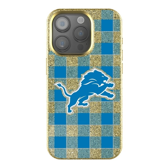 Keyscaper Detroit Lions Plaid Bling iPhone Case