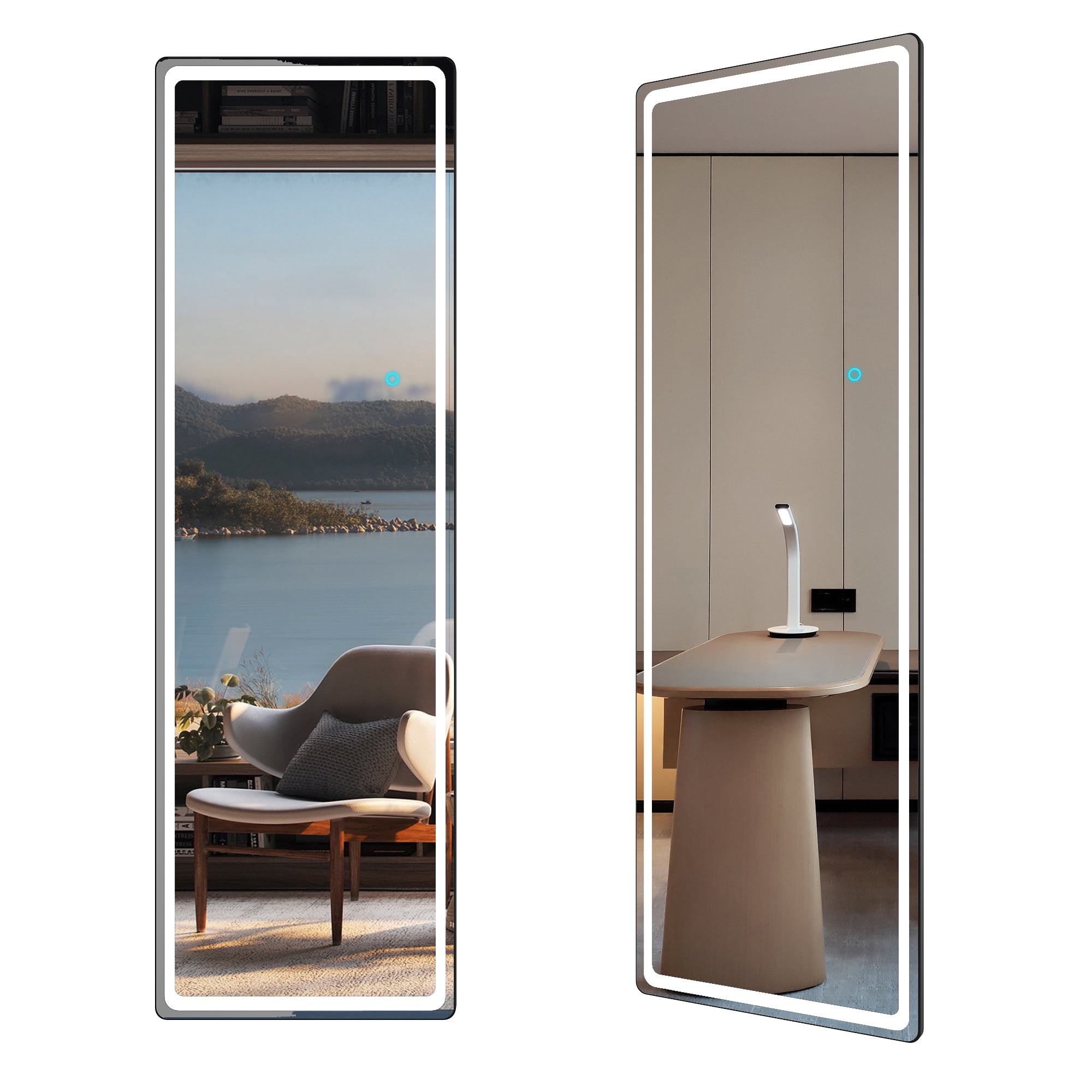 Lvifur LED Full Length Mirror, 47"x14" 3 Colors LED Lighted Wall