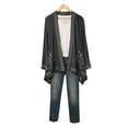 thumbnail image 5 of FLORIANA Womens Embroidered Kimono Cardigan Velvet Blazer Open Front - Gray, 2X, 5 of 6