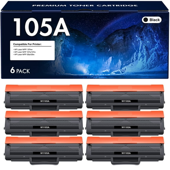 VIPink Compatible Toner Cartridge Compatible for HP 105A W1105A High Yield (Black, 6-Pack)