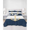 thumbnail image 3 of Yellow Anchor Nautical Full Size Down Alternative Comforter, Lightweight Comforter Quilt Bedding Set with Pillow Shams Navy Blue White Striped All Seasons Bed Comforter Duvet Insert 78"x90", 3 of 7