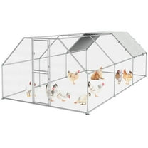 Uforic Chicken Run Coop 19.1 x 9.8 x 6.4 ft Large Metal Chicken Coop, Walk-in Hen Cage, Outdoor Poultry Cage with Waterproof Cover and Wire Mesh for Backyard,Yard Outdoor