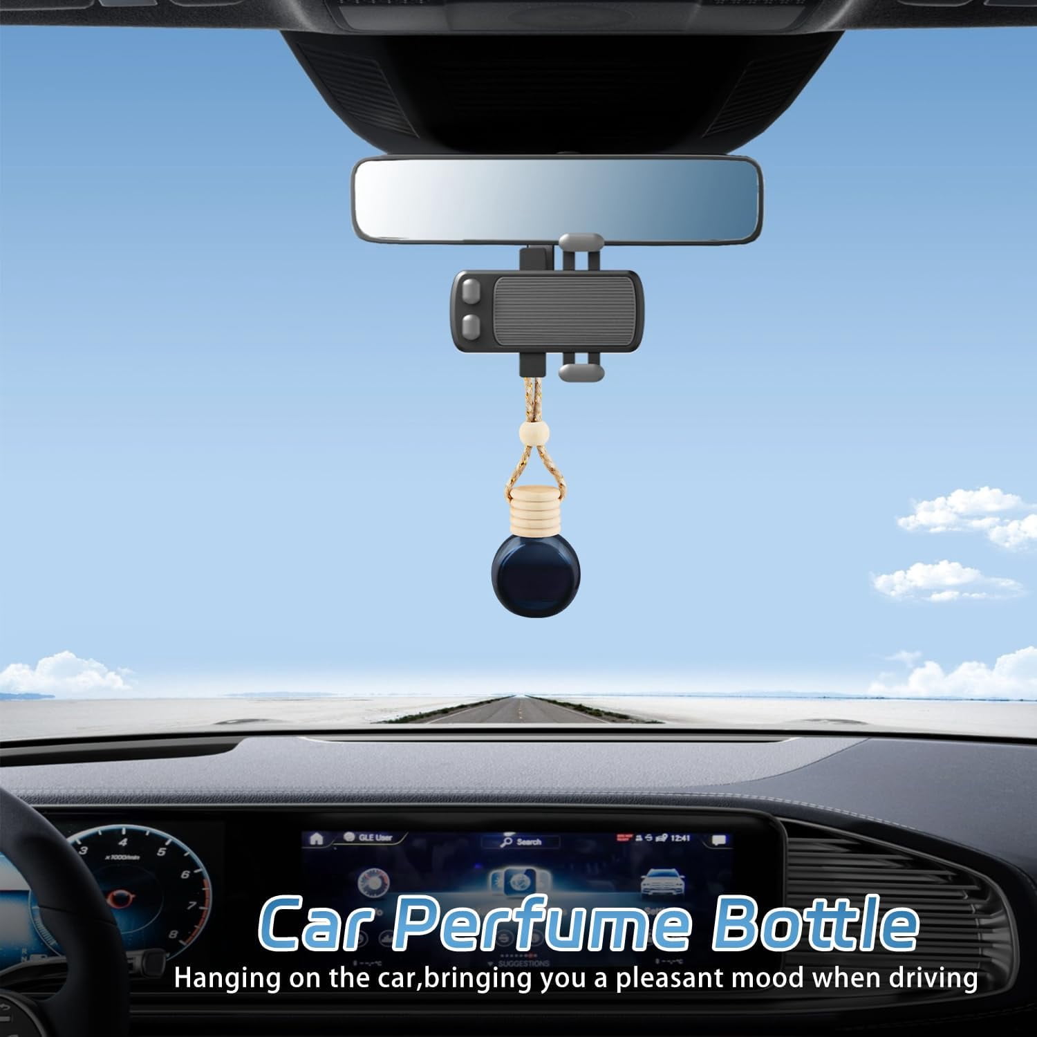 24-piece black car hanging air freshener empty bottle perfume bottle pendant perfume bottle for essential oil aromatherapy car interior or decoration (flat-black)