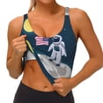 thumbnail image 3 of Fotbe Astronaut With USA Flag Sujetador Deportivo Largo sin Aros para Mujer con Almohadillas y Soporte Medio, Transpirable y Absorbente, Camiseta Tipo Chaleco o Tank Top-Large, 3 of 8