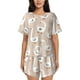 thumbnail image 1 of Fotbe White Goose Conjunto de Pijama Estampado para Mujer, 2 Piezas, Ropa de Dormir con Camiseta de Manga Corta y Shorts Suaves-Medium, 1 of 6