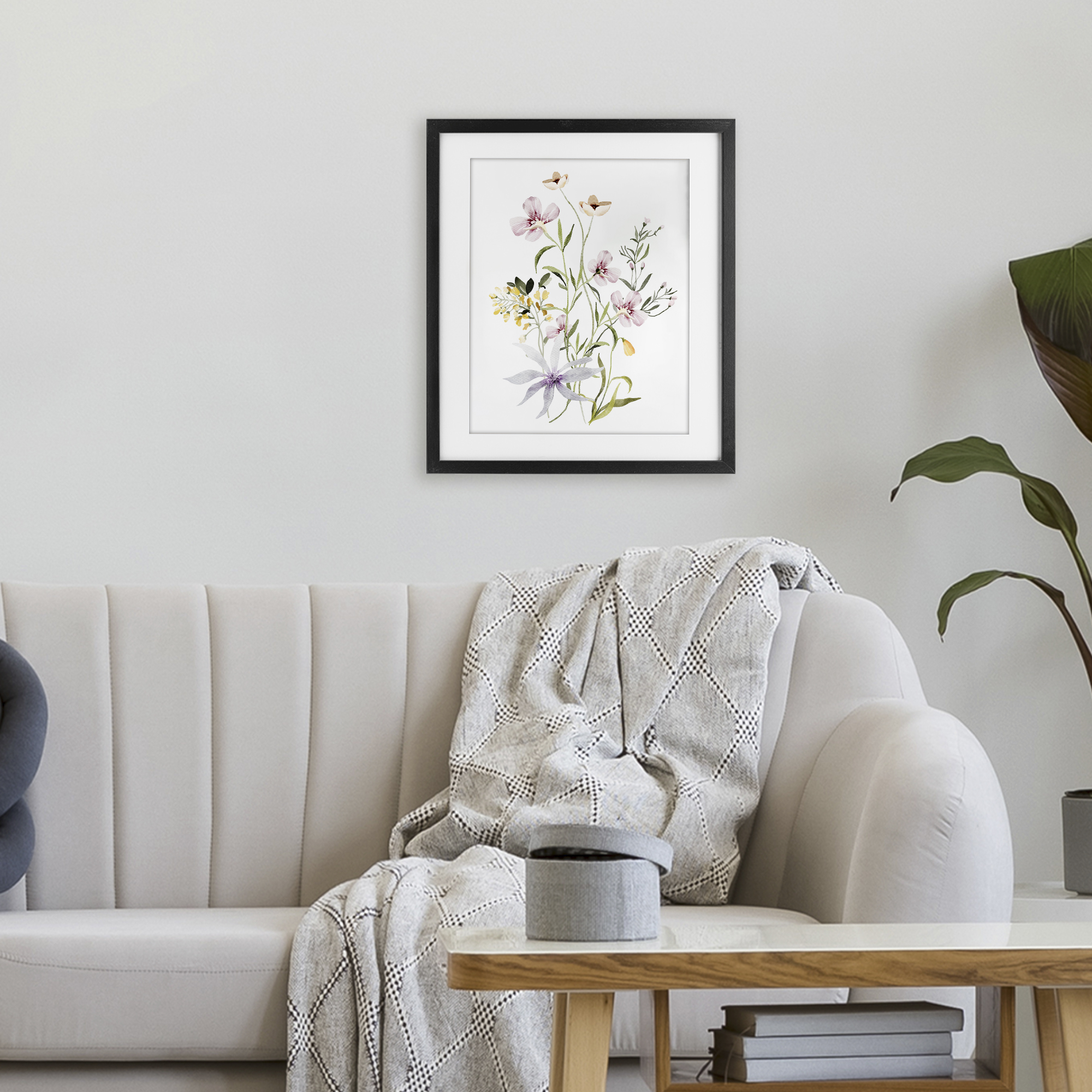 Floral Foliage Bundle Black Framed Print Under Glass, design by Lettered and Lined