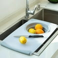 thumbnail image 5 of NWOKYZGH Over the Sink Cutting Board with Collapsible Colander, 2-In-1 Sink Drainer Board Anti-Slip Cutting Board and Detachable Draining Basket Plastic and Rubber, 5 of 9